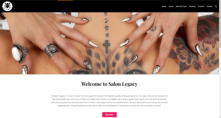 Salon Legacy home page first draft